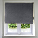 Laden Sie das Bild in den Galerie-Viewer, McAlister Textiles Matt Charcoal Grey Velvet Roman Blind Roman Blinds
