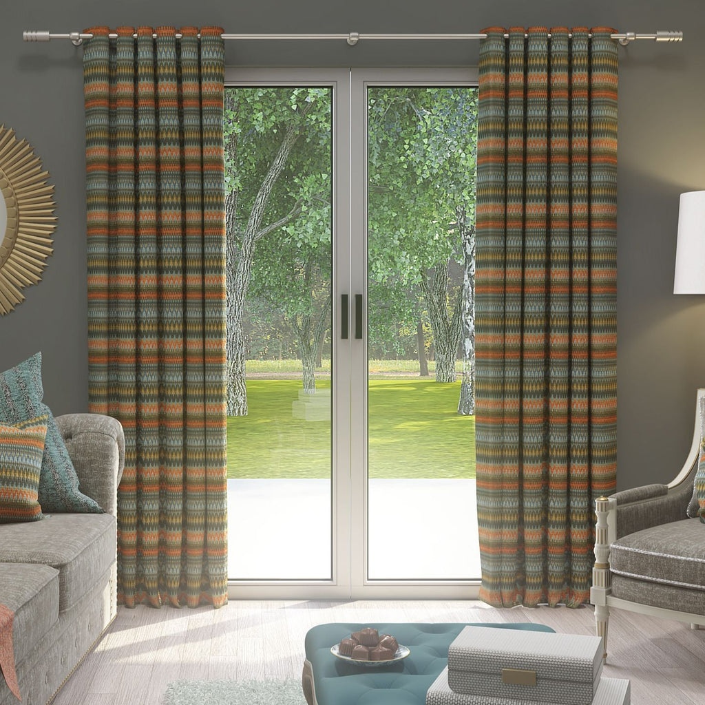 McAlister Textiles Curitiba Aztec Orange + Teal Curtains mws_apo_generated 