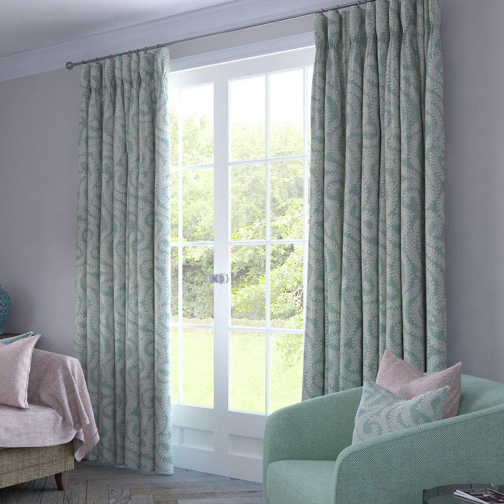McAlister Textiles Little Leaf Duck Egg Blue Curtains mw_product_option_cloned 