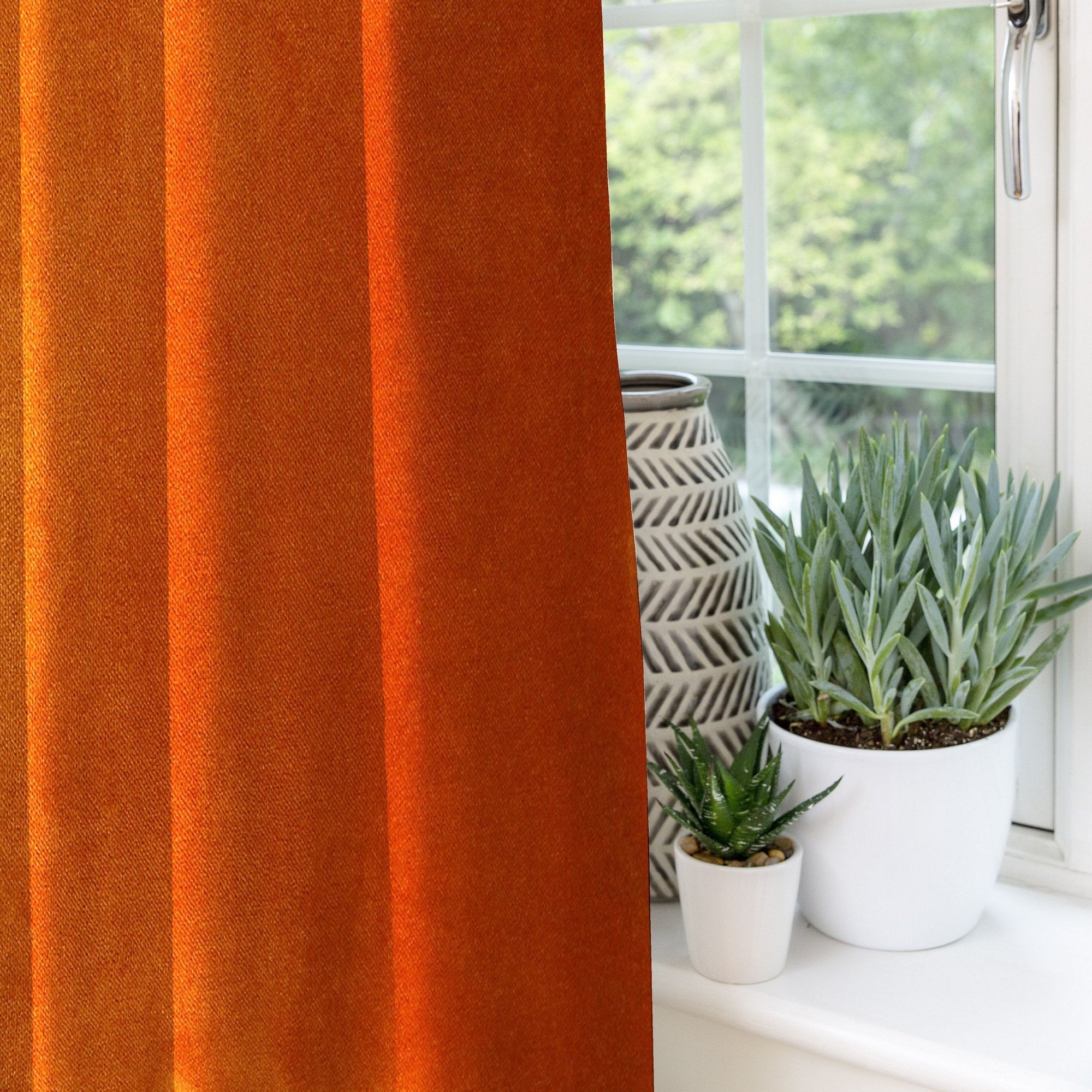 McAlister Textiles Matt Burnt Orange Velvet Curtains Tailored Curtains 