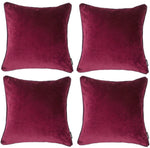 Laden Sie das Bild in den Galerie-Viewer, McAlister Textiles Matt Wine Red Velvet 43cm x 43cm Contrast Piped Cushion Sets Cushions and Covers 
