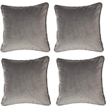 Laden Sie das Bild in den Galerie-Viewer, McAlister Textiles Matt Soft Silver Velvet 43cm x 43cm Contrast Piped Cushion Sets Cushions and Covers 
