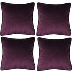 Laden Sie das Bild in den Galerie-Viewer, McAlister Textiles Matt Aubergine Purple Velvet 43cm x 43cm Piped Cushion Sets Cushions and Covers 
