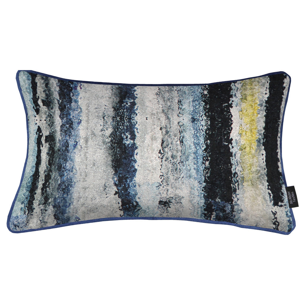 McAlister Textiles Aura Navy Blue Printed Velvet Pillow Pillow 