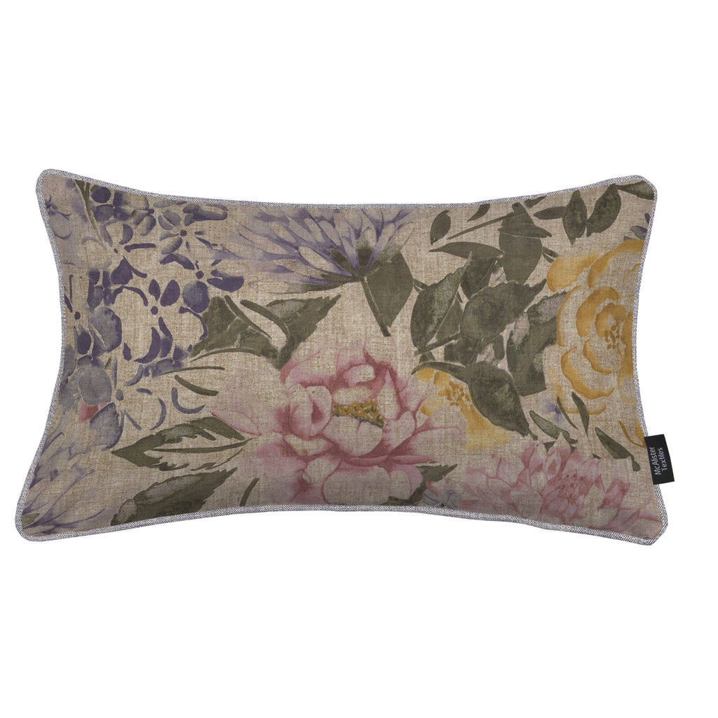 McAlister Textiles Blooma Purple, Pink and Ochre Floral Pillow Pillow 