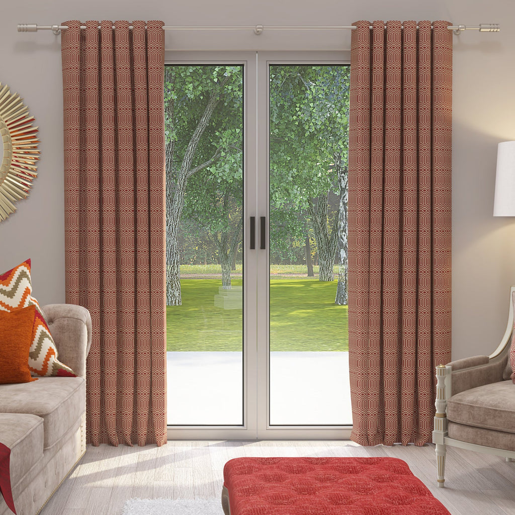 McAlister Textiles Colorado Geometric Red Curtains mw_product_option_cloned 