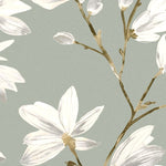Laden Sie das Bild in den Galerie-Viewer, McAlister Textiles Magnolia Duck Egg Floral Cotton Print Curtains Tailored Curtains 
