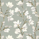 Laden Sie das Bild in den Galerie-Viewer, McAlister Textiles Magnolia Duck Egg Floral Cotton Print Curtains Tailored Curtains 
