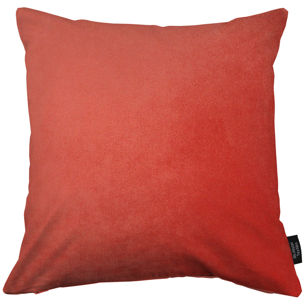 McAlister Textiles Matt Coral Pink Velvet Modern Look Plain Cushion Cushions and Covers 