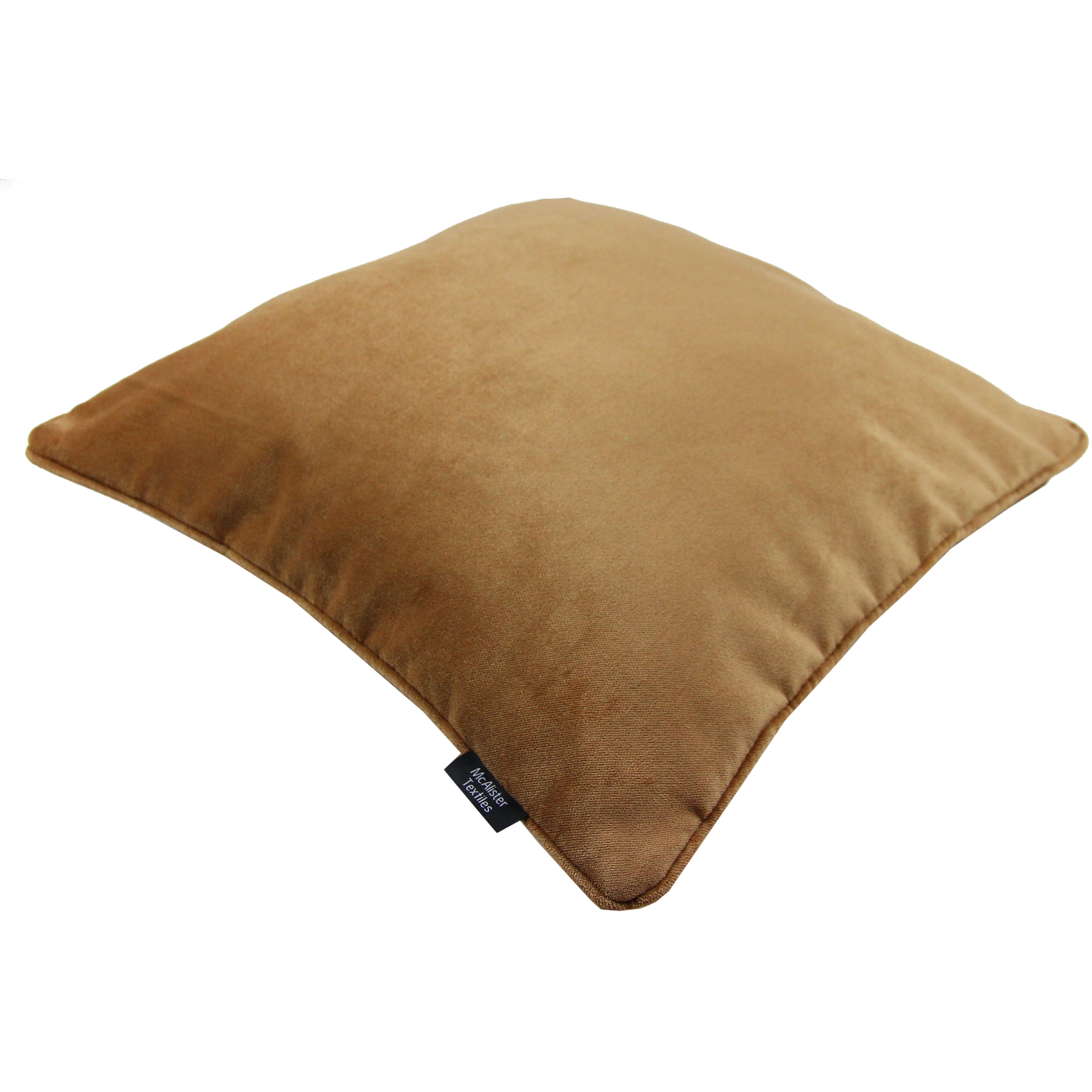 McAlister Textiles Matt Caramel Gold Piped Velvet Cushion Cushions and Covers 