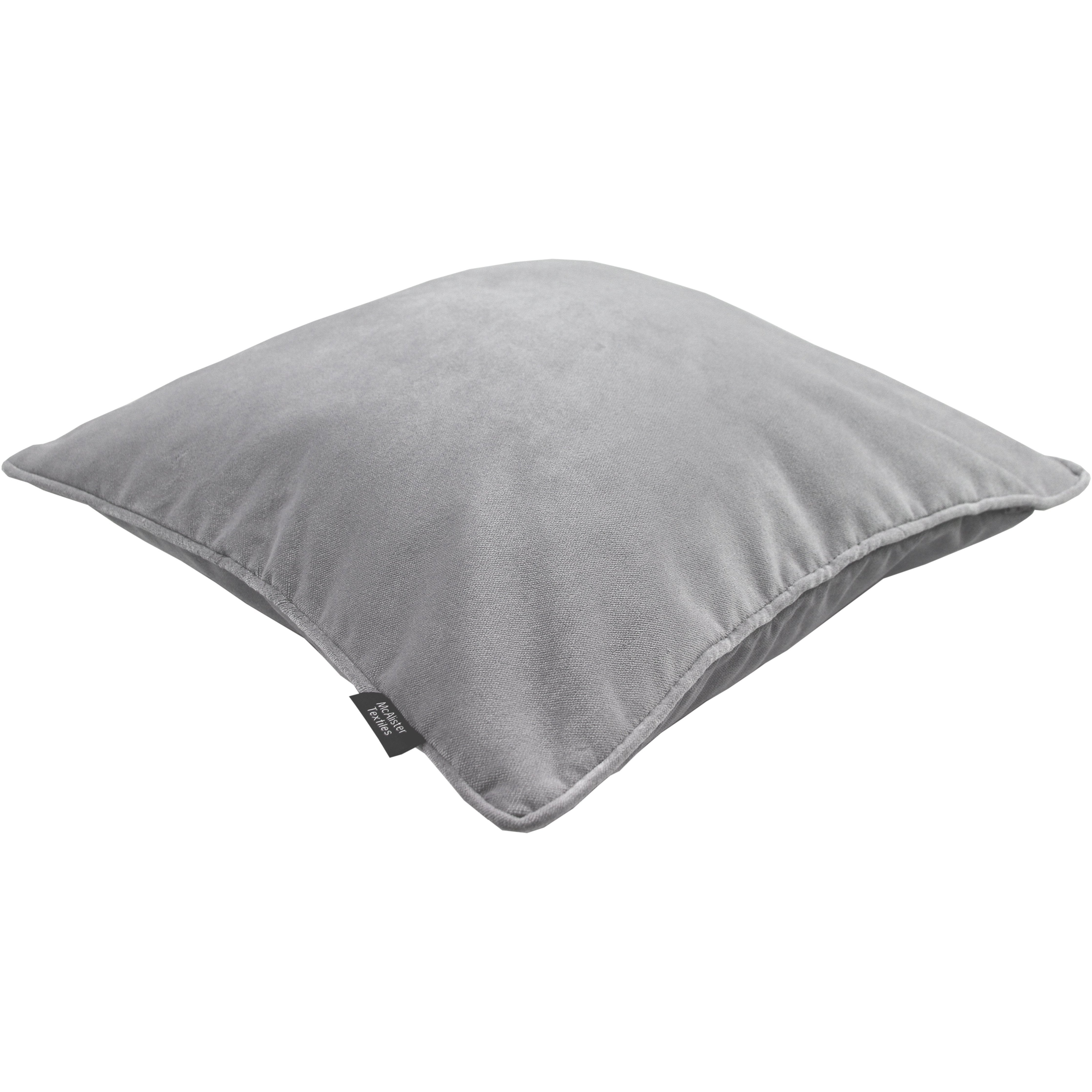 McAlister Textiles Matt Dove Grey Piped Velvet Cushion Cushions and Covers 