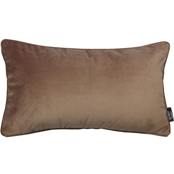 McAlister Textiles Matt Mocha Brown Piped Velvet Cushion Cushions and Covers 