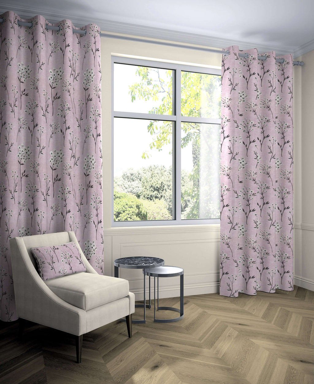 McAlister Textiles Meadow Blush Pink Floral FR Curtains mws_apo_generated 