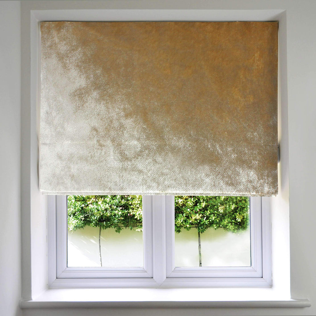 McAlister Textiles Champagne Gold Crushed Velvet Roman Blind mw_product_option_cloned Standard Lining 130cm x 200cm 