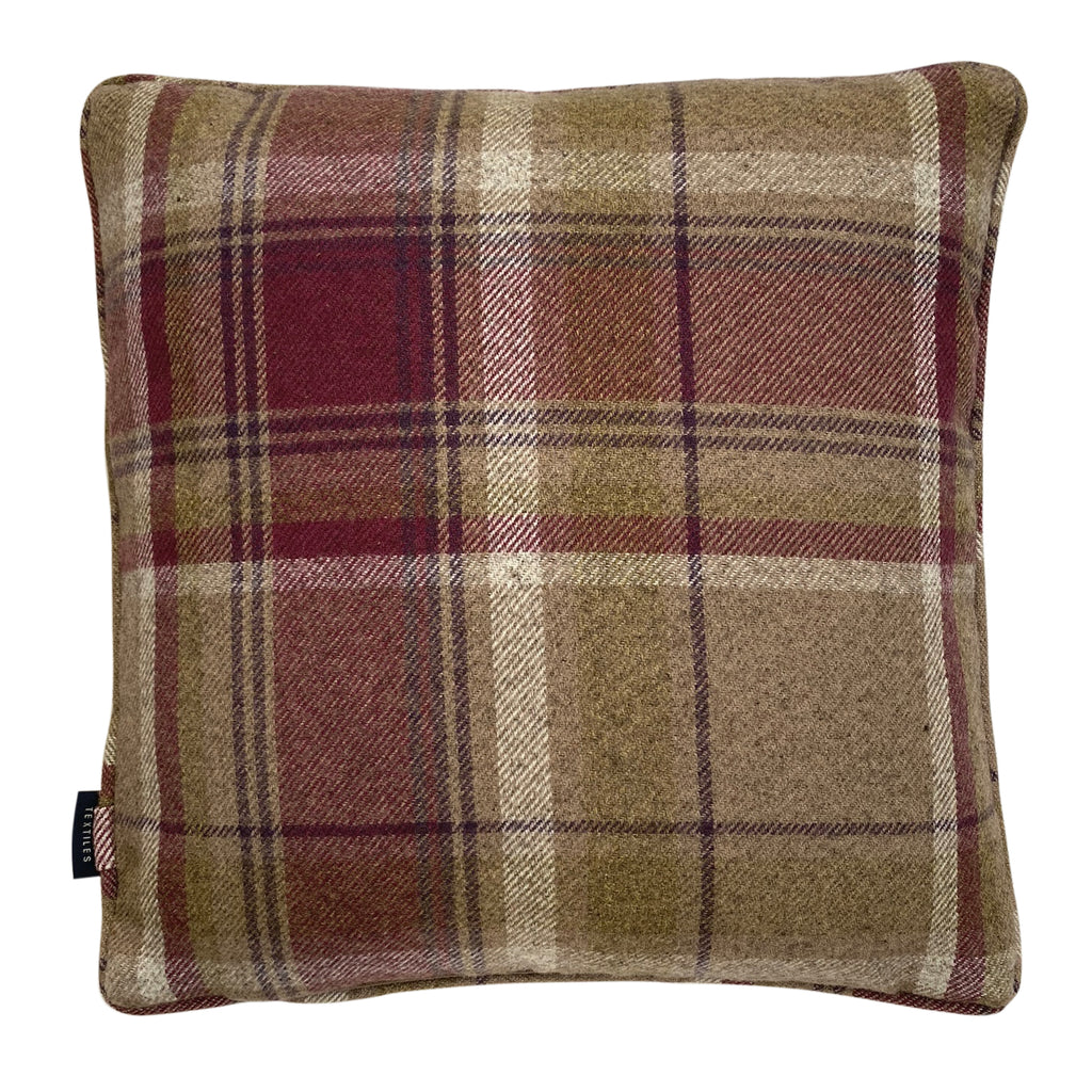 McAlister Textiles Stag Purple + Green Tartan Cushion Cushions and Covers 