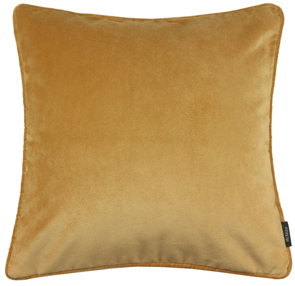 McAlister Textiles Matt Ochre Yellow Velvet 43cm x 43cm Piped Cushion Sets Cushions and Covers 