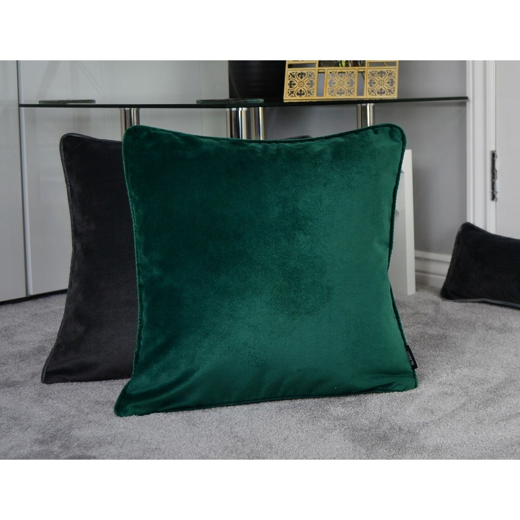 McAlister Textiles Matt Emerald Green Piped Velvet Cushion Cushions and Covers 