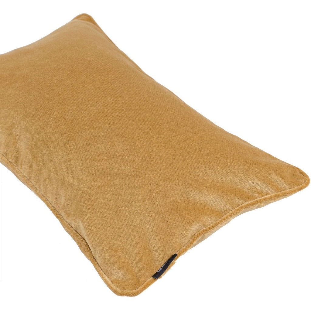 McAlister Textiles Matt Ochre Yellow Piped Velvet Cushion Cushions and Covers 