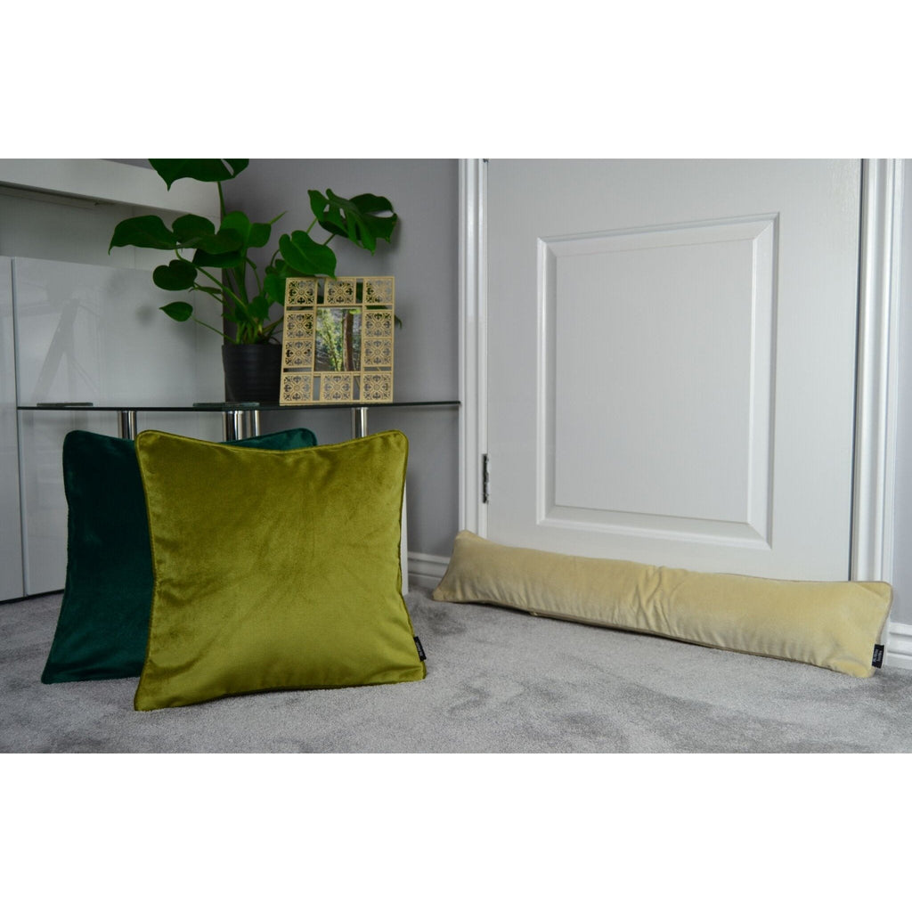 McAlister Textiles Matt Lime Green Piped Velvet Cushion Cushions and Covers 