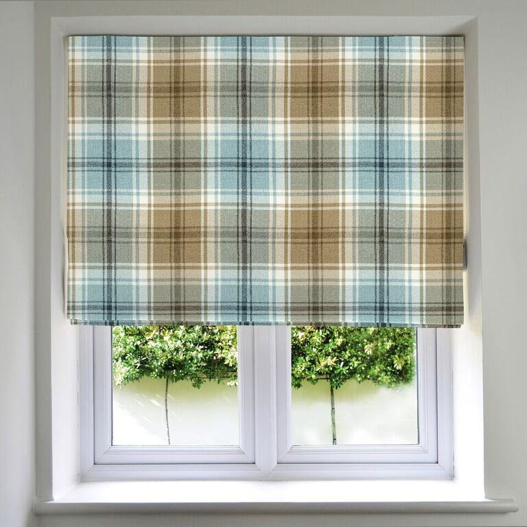 McAlister Textiles Angus Duck Egg Blue Tartan Roman Blind mws_apo_generated 