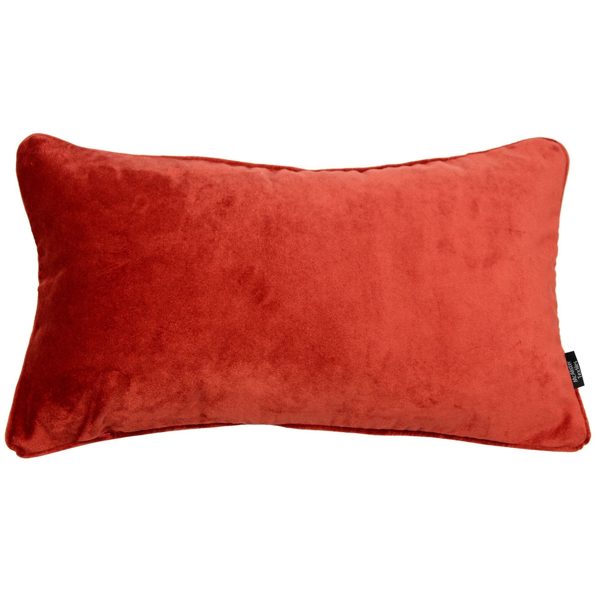 McAlister Textiles Matt Rust Red Orange Piped Velvet Cushion Cushions and Covers 