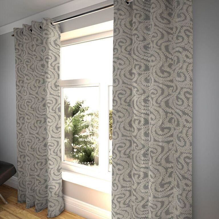 McAlister Textiles Little Leaf Charcoal Grey Curtains mws_apo_generated 