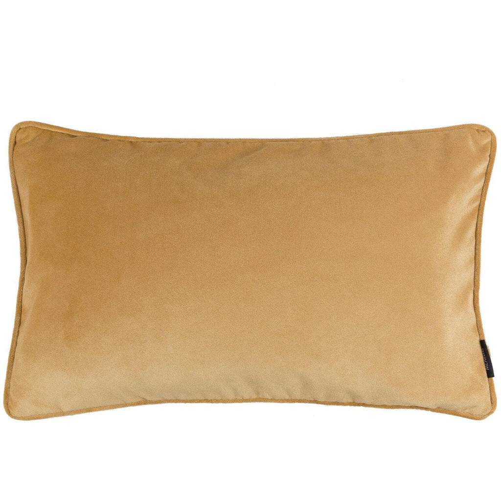 McAlister Textiles Matt Ochre Yellow Piped Velvet Cushion Cushions and Covers 