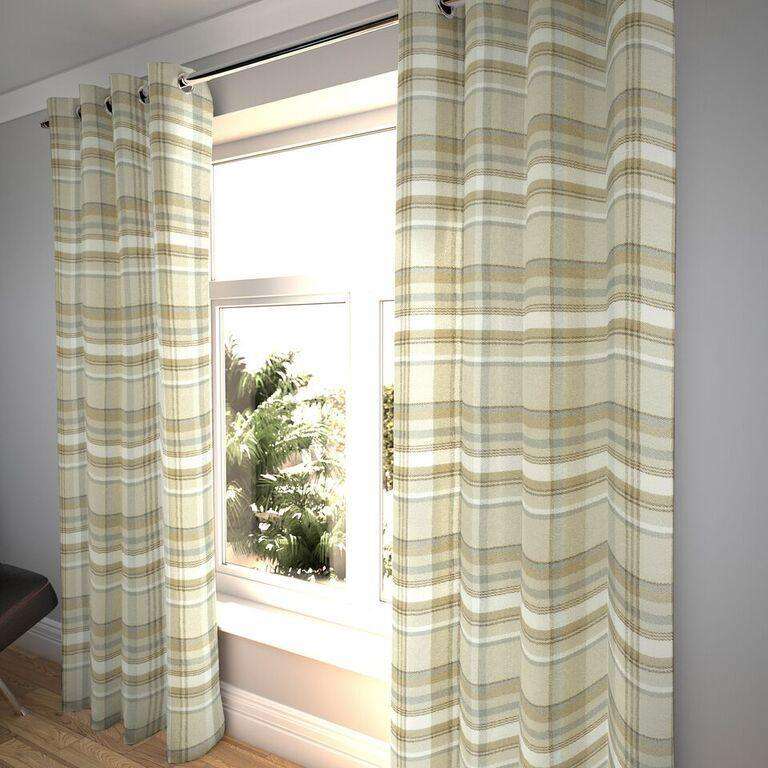 McAlister Textiles Heritage Beige Cream Tartan Curtains mws_apo_generated 