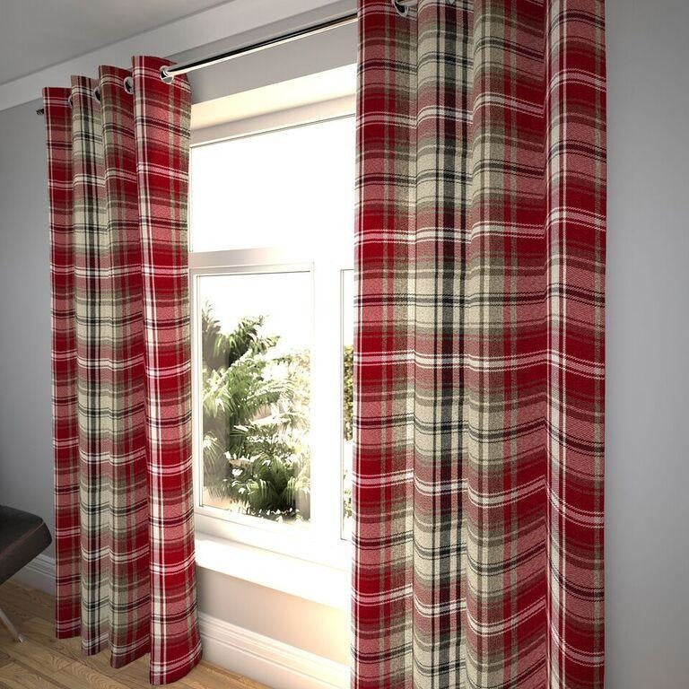 McAlister Textiles Angus Red + White Tartan Curtains mws_apo_generated 