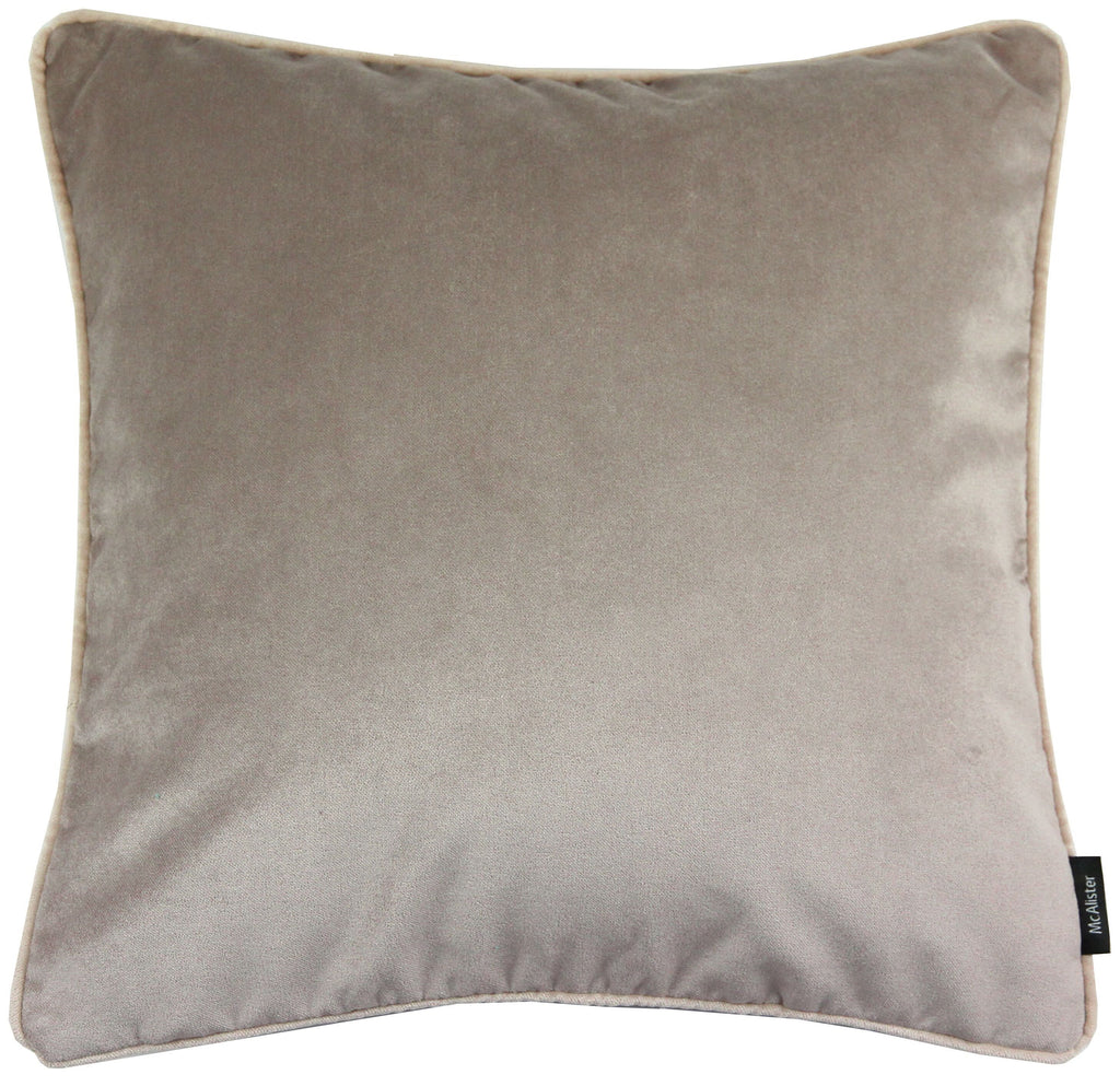 McAlister Textiles Matt Beige Mink Velvet 43cm x 43cm Contrast Piped Cushion Sets Cushions and Covers 