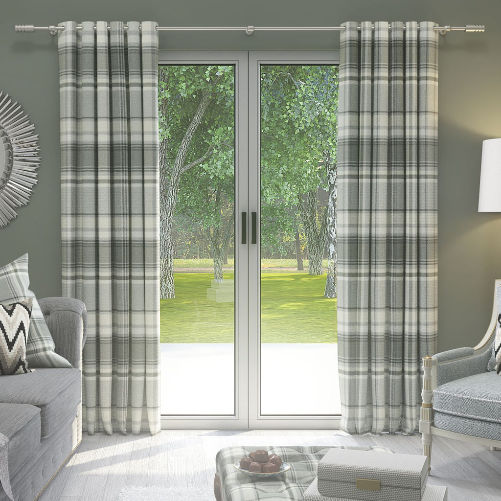 McAlister Textiles Heritage Charcoal Grey Tartan Curtains Tailored Curtains 