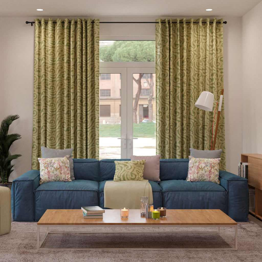 McAlister Textiles Little Leaf Sage Green Curtains Tailored Curtains 