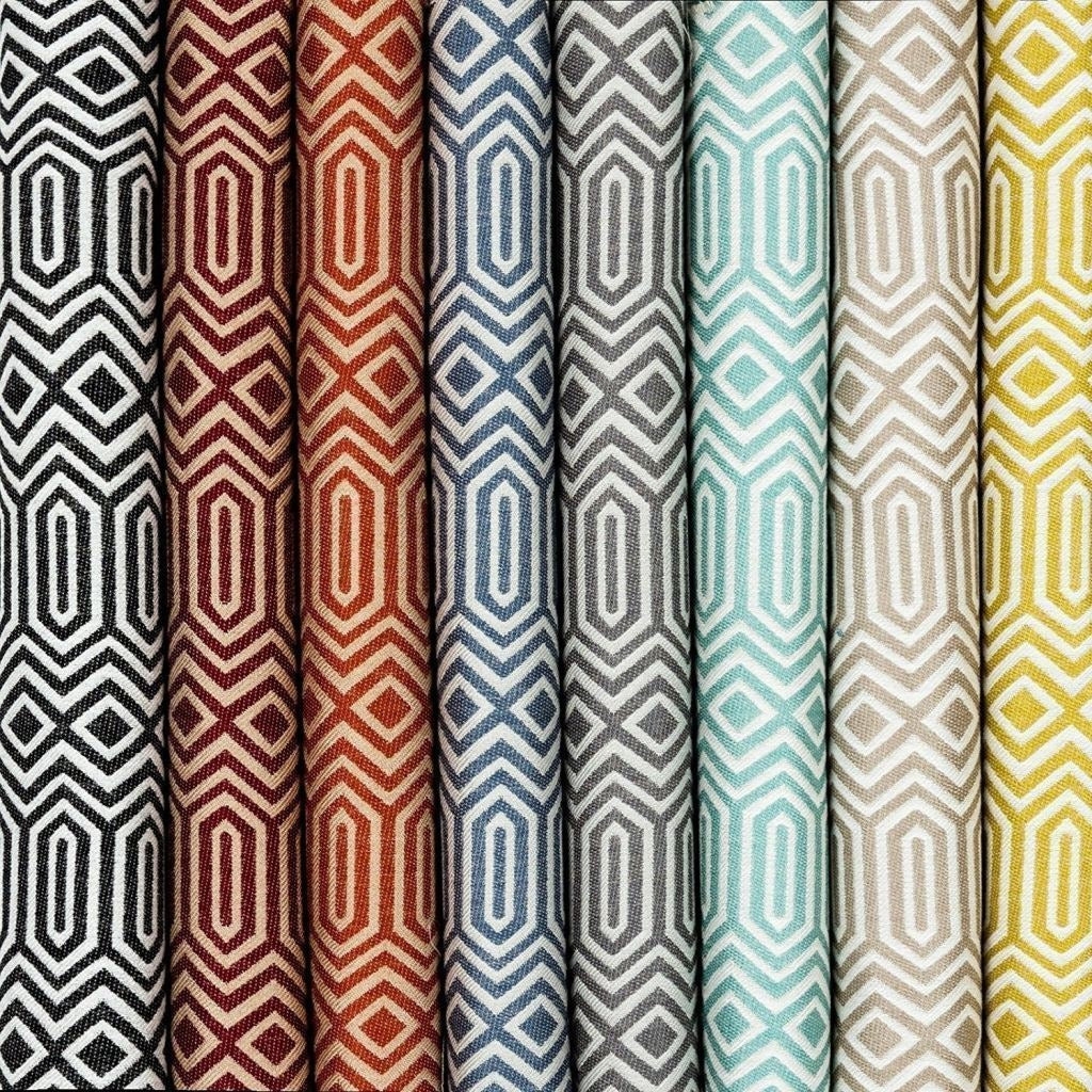 McAlister Textiles Colorado Geometric Duck Egg Blue Fabric Fabrics 