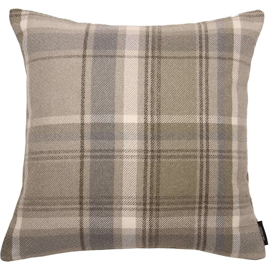 McAlister Textiles Heritage Beige Cream Tartan Cushion Cushions and Covers Polyester Filler 43cm x 43cm 