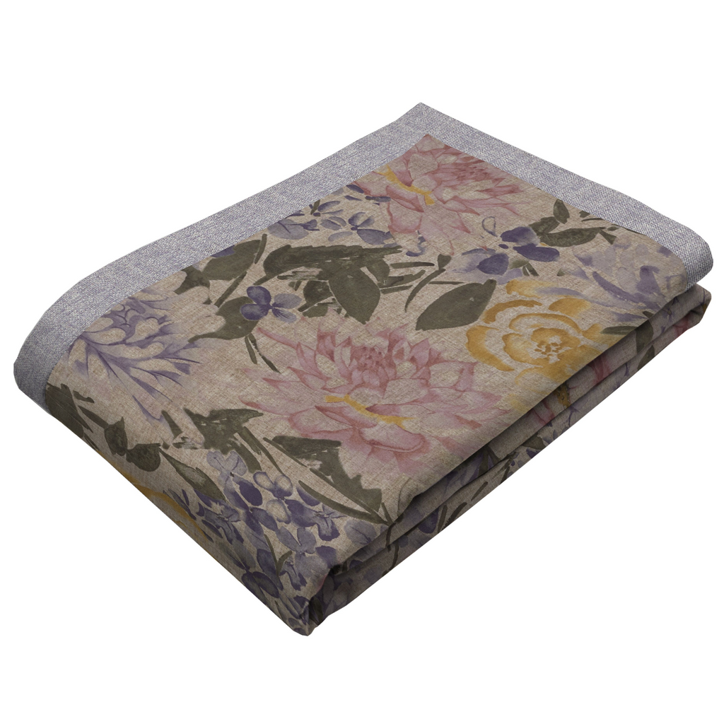 McAlister Textiles Blooma Purple, Pink and Ochre Floral Throw Blanket & Runners Throws and Runners Regular (130cm x 200cm) 