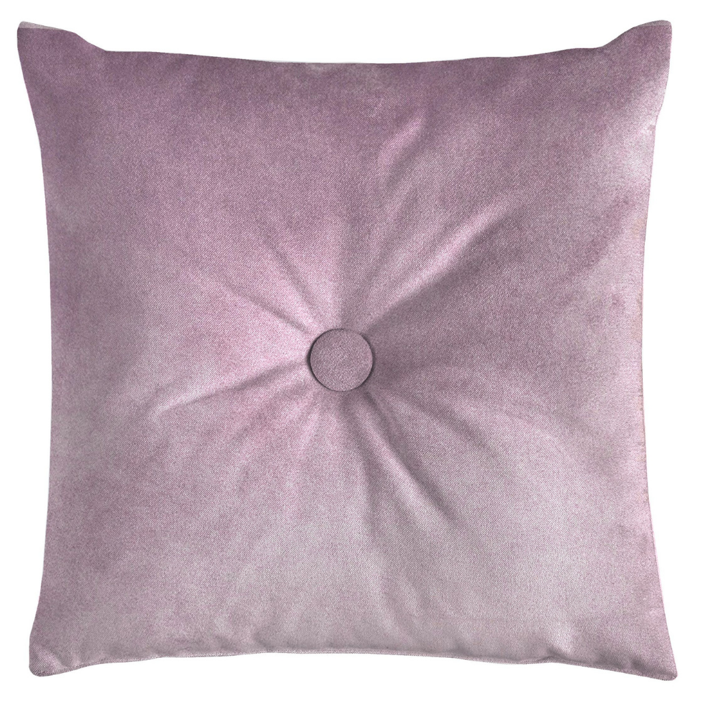 McAlister Textiles Matt Lilac Purple Velvet Button Cushions Cushions and Covers Polyester Filler 43cm x 43cm 