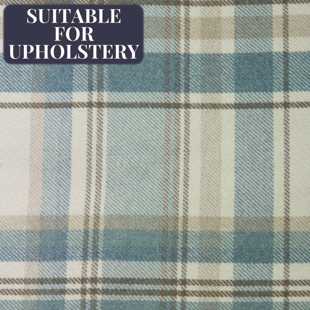 McAlister Textiles Heritage Tartan Duck Egg Blue Curtain Fabric Fabrics 