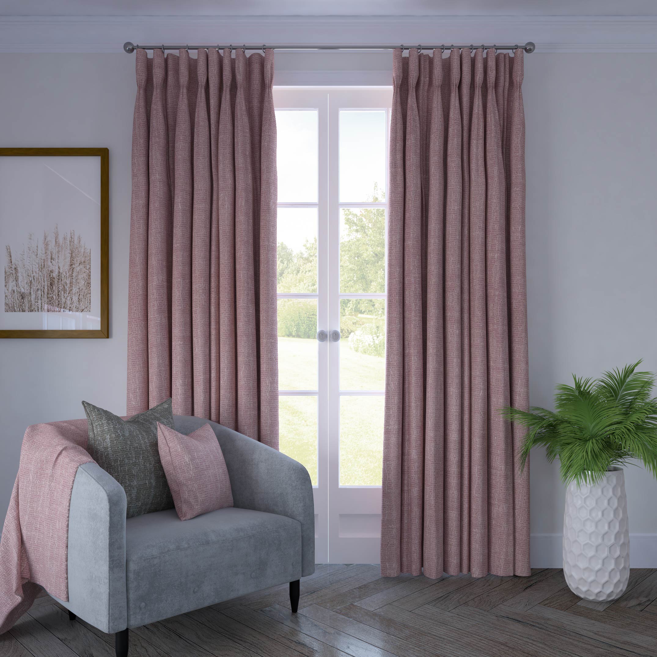 McAlister Textiles Eternity Soft Blush Chenille Curtains Tailored Curtains 
