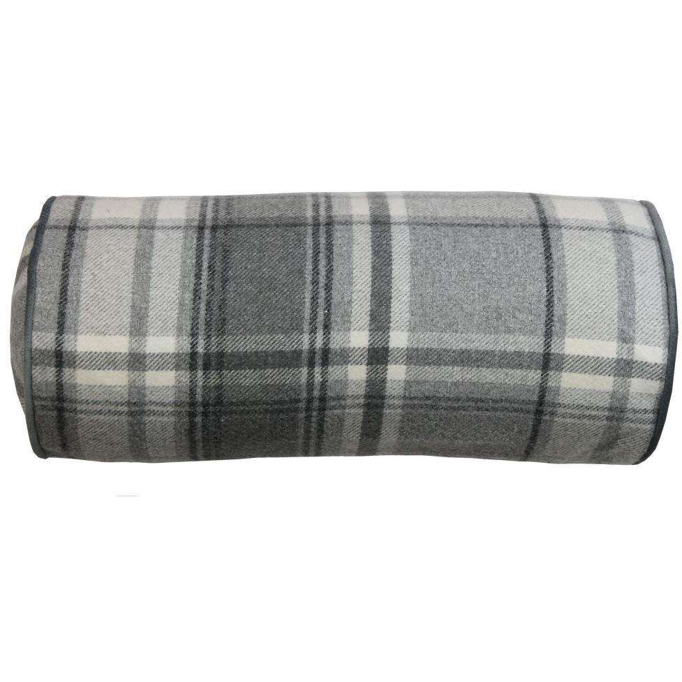 McAlister Textiles Deluxe Tartan Charcoal Grey Bolster Pillow 45cm x 20cm Bolster Cushion 