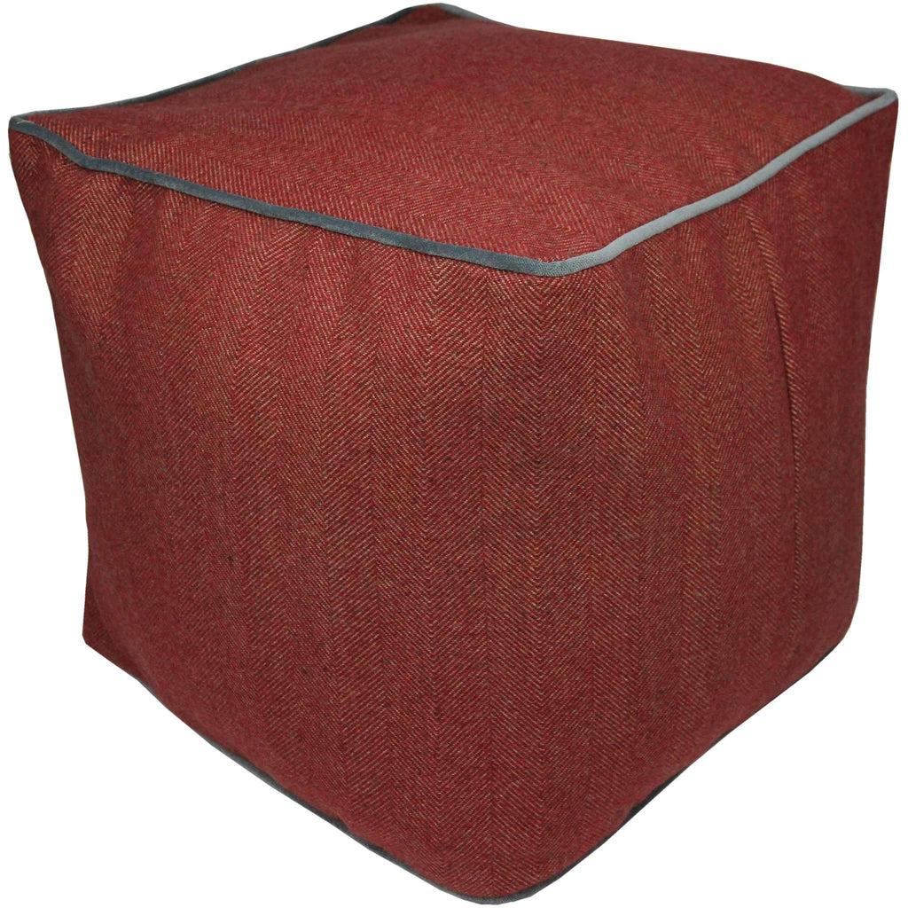 McAlister Textiles Deluxe Herringbone Red Cube Seat Stool Square Stool 