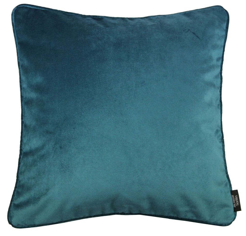 McAlister Textiles Matt Blue Teal Piped Velvet Cushion Cushions and Covers Cover Only 43cm x 43cm 