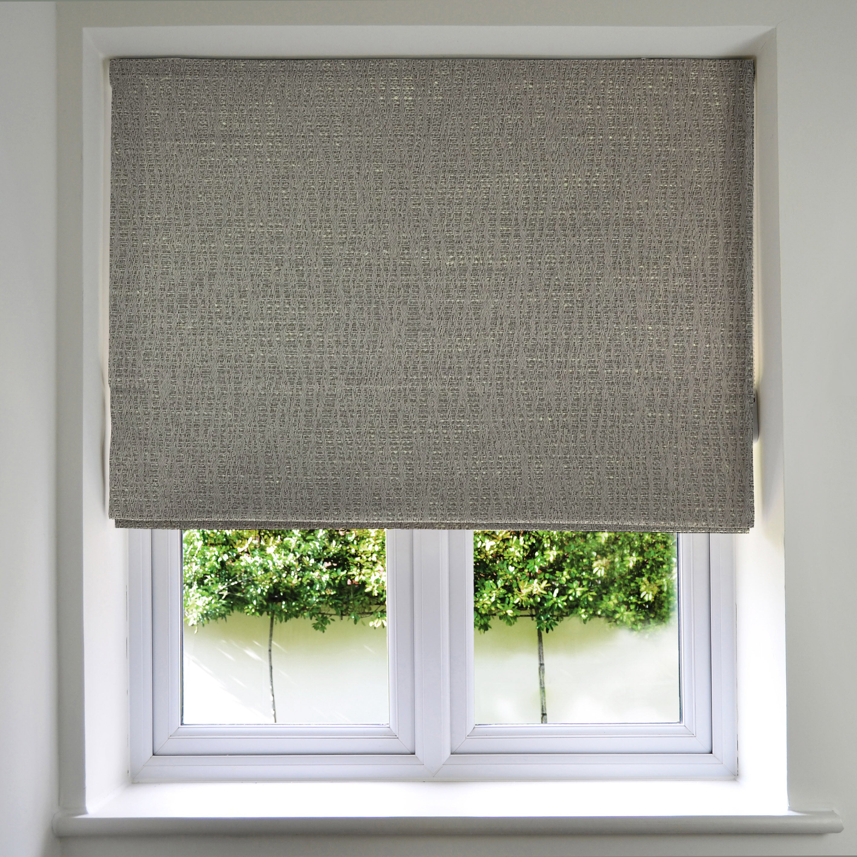 McAlister Textiles Linea Grey Textured Roman Blinds Roman Blinds Standard Lining 130cm x 200cm Grey