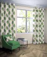 Laden Sie das Bild in den Galerie-Viewer, McAlister Textiles Leaf Forest Green Floral Cotton Print Curtains Tailored Curtains 
