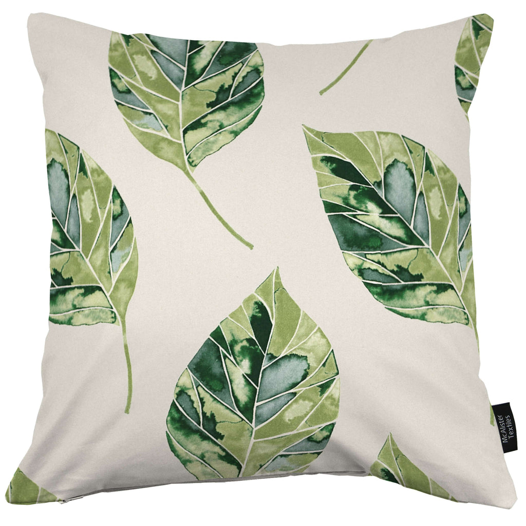 McAlister Textiles Leaf Forest Green Floral Cotton Print Cushions Cushions and Covers Cover Only 43cm x 43cm 