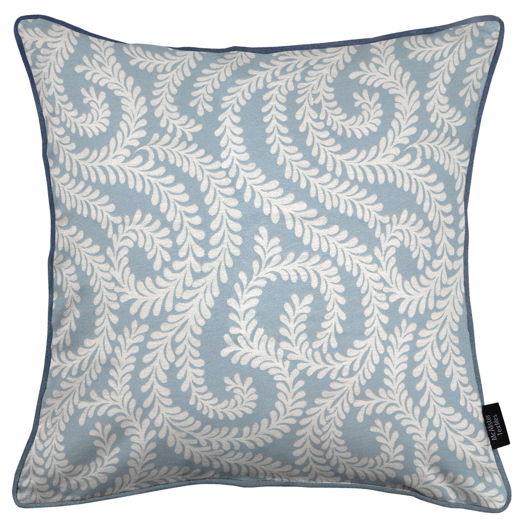 McAlister Textiles Little Leaf Wedgewood Blue Cushion Cushions and Covers Cover Only 43cm x 43cm 