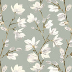Laden Sie das Bild in den Galerie-Viewer, McAlister Textiles Magnolia Duck Egg Floral Cotton Print Fabric Fabrics 1/2 Metre 
