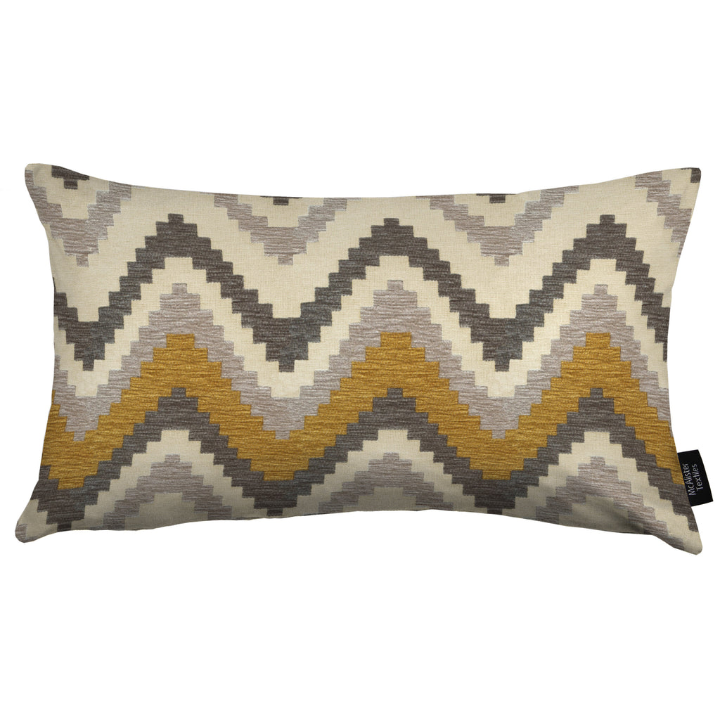 McAlister Textiles Navajo Yellow + Grey Striped Pillow Pillow Cover Only 50cm x 30cm 