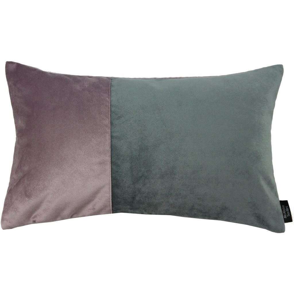 McAlister Textiles 2 Colour Patchwork Velvet Purple + Grey Pillow Pillow Cover Only 50cm x 30cm 