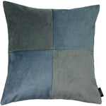 Laden Sie das Bild in den Galerie-Viewer, McAlister Textiles Square Patchwork Velvet Blue + Grey Cushion Cushions and Covers Cover Only 43cm x 43cm 
