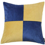 Laden Sie das Bild in den Galerie-Viewer, McAlister Textiles Square Patchwork Velvet Navy + Yellow Cushion Cushions and Covers Cover Only 43cm x 43cm 
